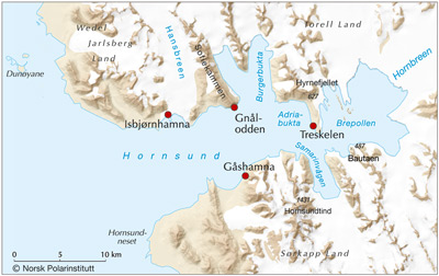 Kart over Hornsund