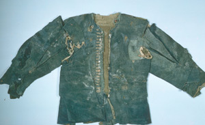 Old, ripped, blue jacket