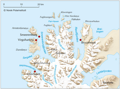 Map of Nordvesthjørnet and Raudfjorden